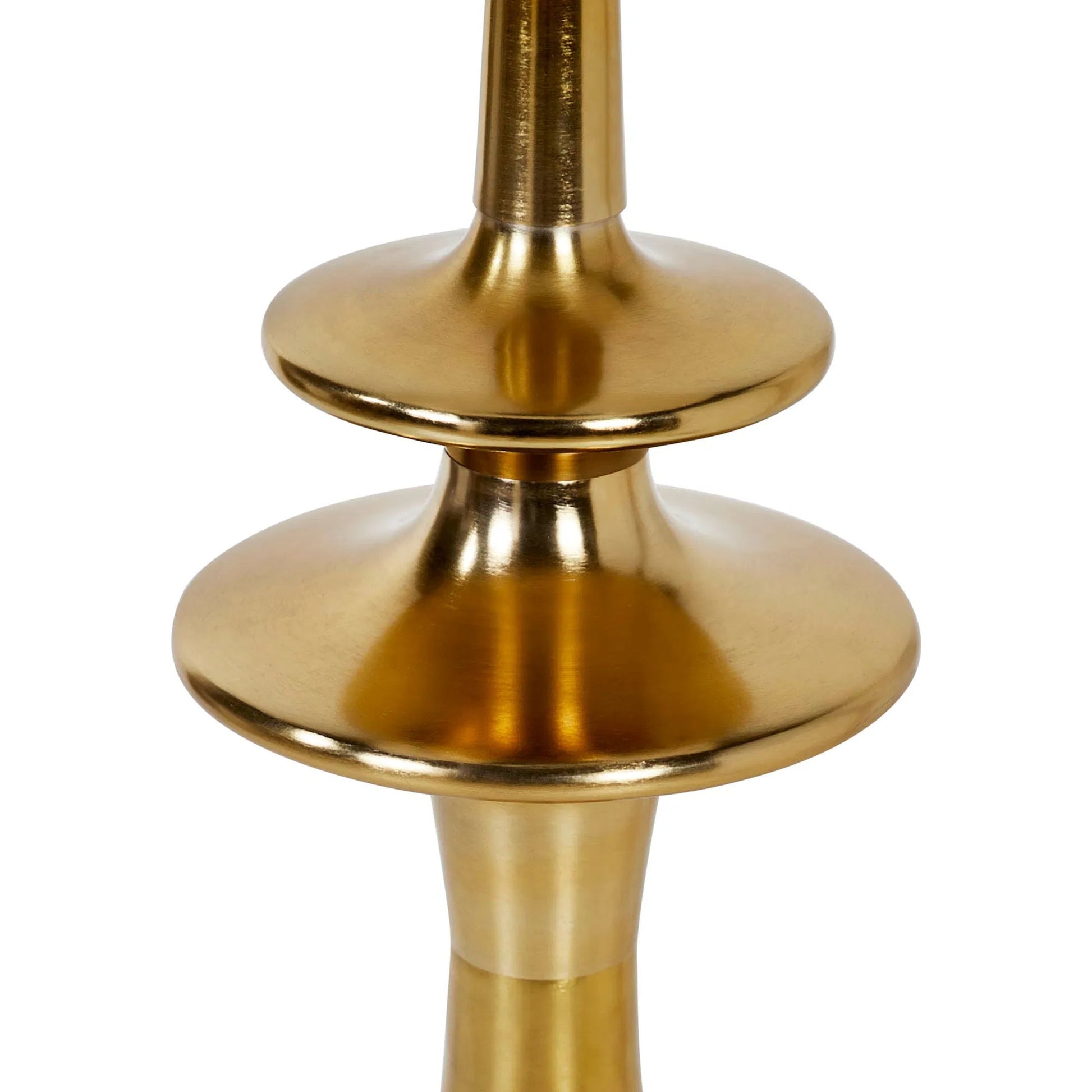 Symphony Floor Lamp by LH Imports in brass, off-white and antique brass. Made from aluminum, linen in a unique style.