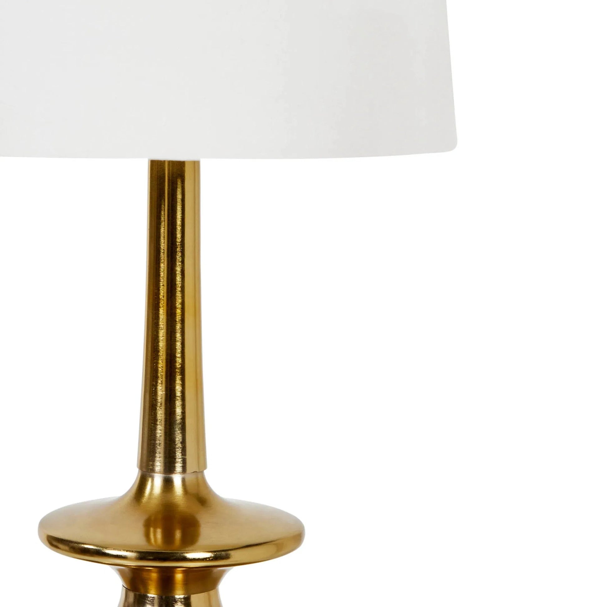 Symphony Floor Lamp by LH Imports in brass, off-white and antique brass. Made from aluminum, linen in a unique style.