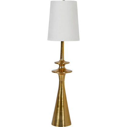 Symphony Floor Lamp by LH Imports in brass, off-white and antique brass. Made from aluminum, linen in a unique style.