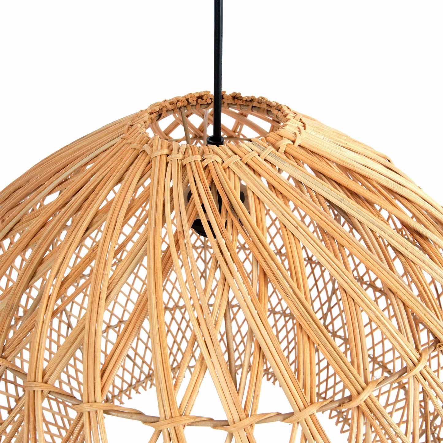 004 SI-2325256 | Closeup | Cascade Chandelier by LH Imports in brown and natural, black. Made from rattan, iron in a rustic style.