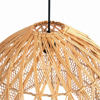 Cascade Chandelier by LH Imports in brown and natural, black. Made from rattan, iron in a rustic style.