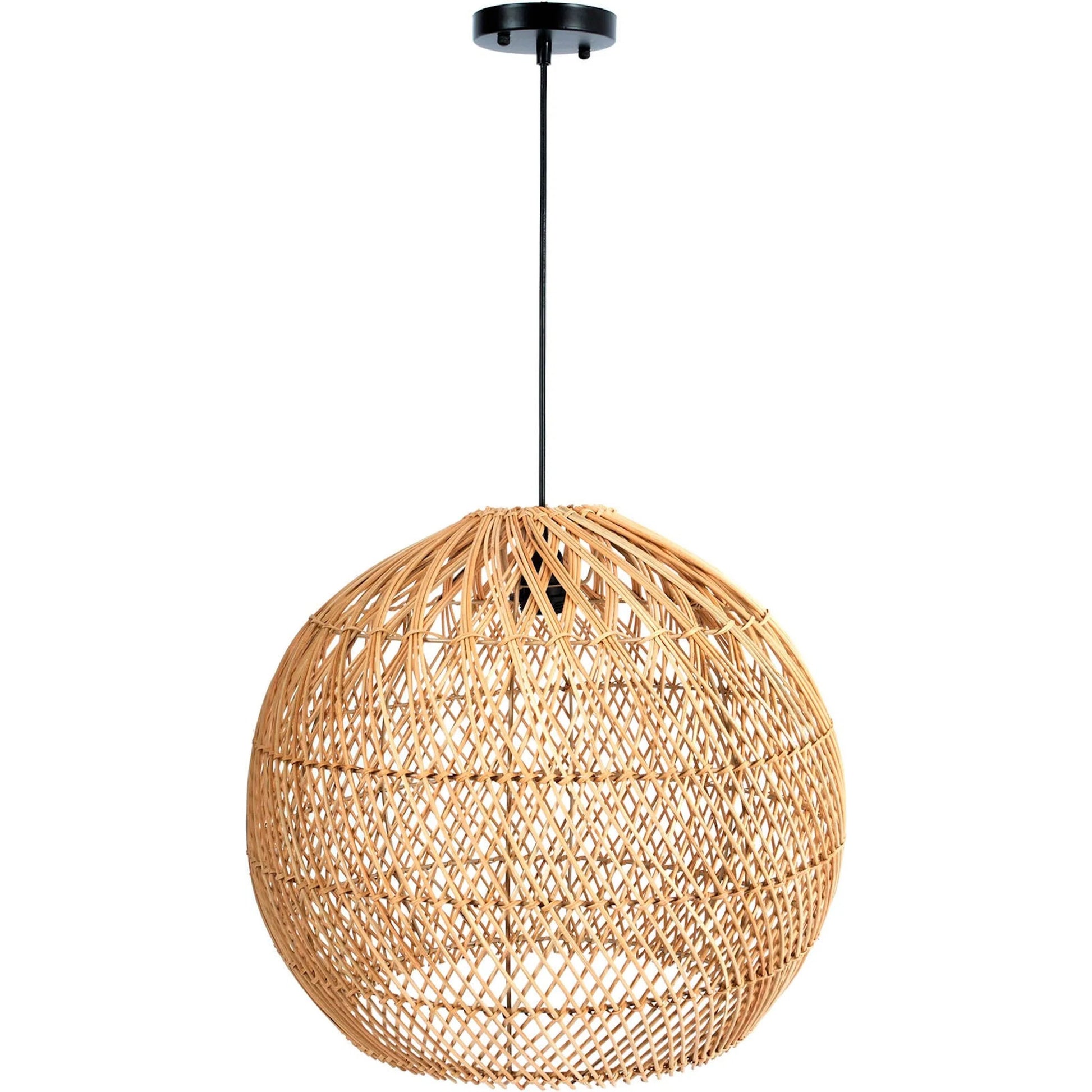 Cascade Chandelier by LH Imports in brown and natural, black. Made from rattan, iron in a rustic style.