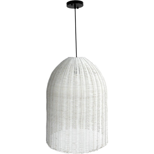 Campana Chandelier by LH Imports in white and off white, black. Made from rattan, iron in a unique style.