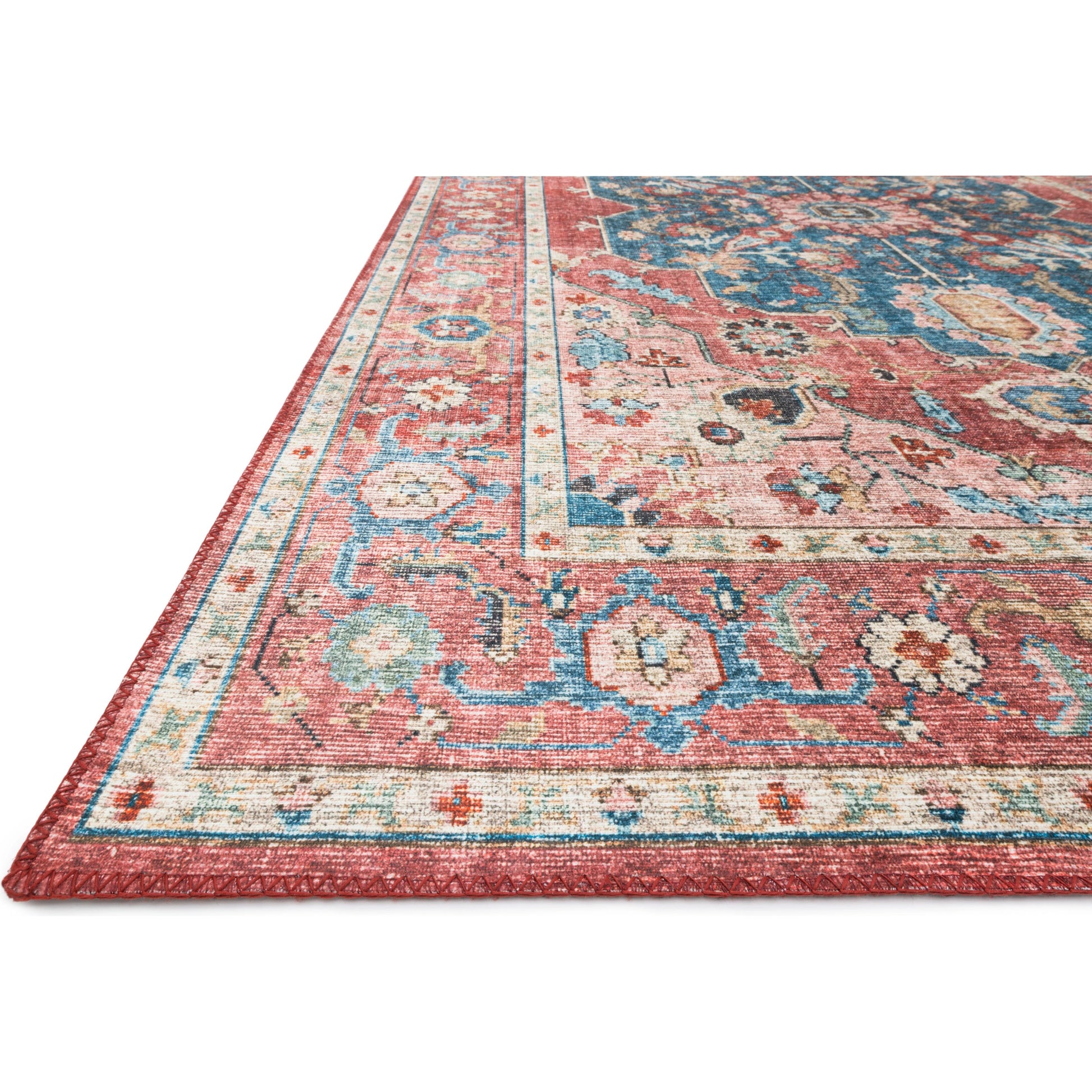 Skye SKY-05 Rug by Loloi in brick, ocean. Made from 100% polyester in a traditional style.