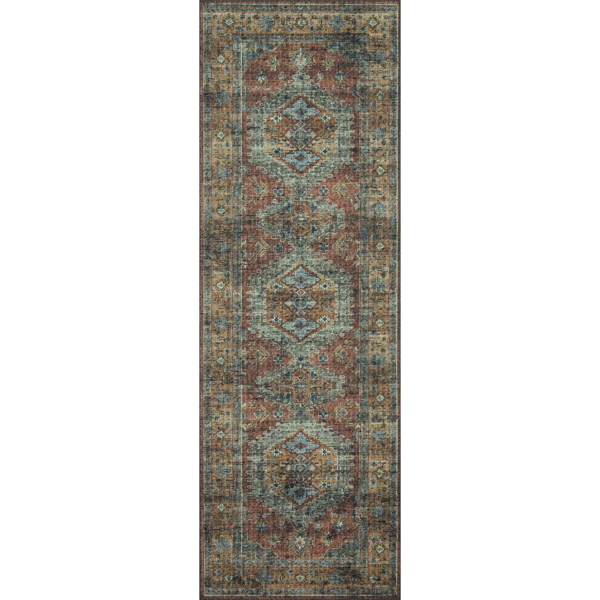 Skye SKY-07 Rug by Loloi in terracotta, sky. Made from 100% polyester in a traditional style.