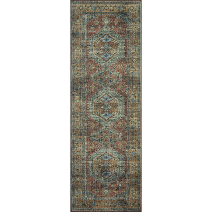 Skye SKY-07 Rug by Loloi in terracotta, sky. Made from 100% polyester in a traditional style.