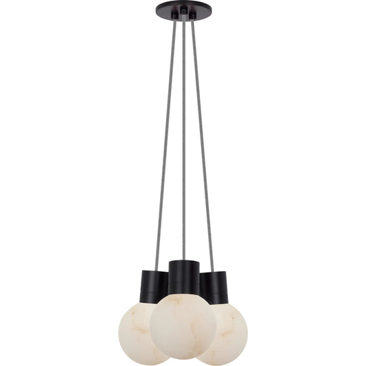Mina Alabaster 3-Light Small Chandelier by Visual Comfort & Co. in white. Made from aluminum or brass in a unique style.