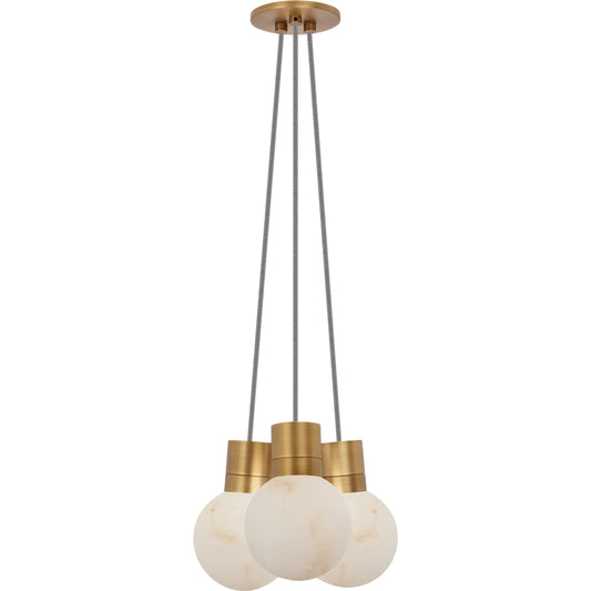Mina Alabaster 3-Light Small Chandelier by Visual Comfort & Co. in white. Made from aluminum or brass in a unique style.