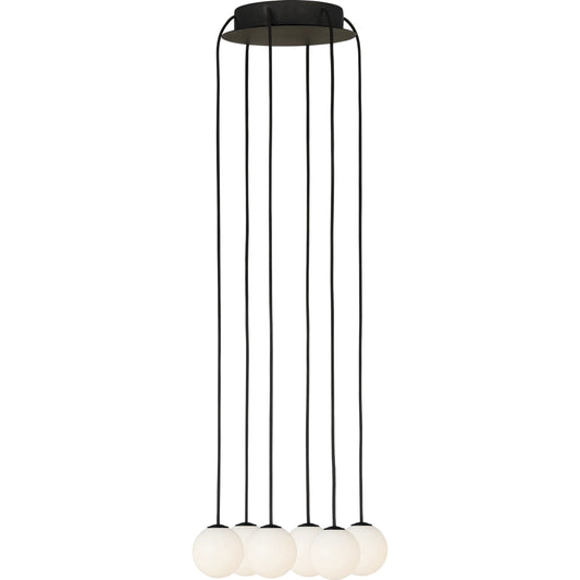 Orbet 6 Light Chandelier by Visual Comfort & Co. in nightshade black. Made from brass in a unique style.