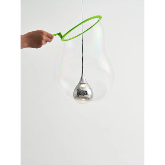 Paopao Pendant by Seed Design in chrome. Made from metal, mouth-glown glass, vacuum plating, aluminum in a modern style.