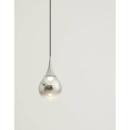 Paopao Pendant by Seed Design in chrome. Made from metal, mouth-glown glass, vacuum plating, aluminum in a modern style.