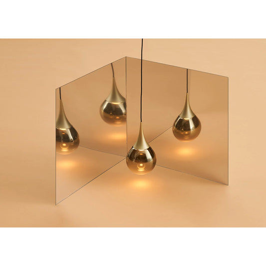 Paopao Pendant by Seed Design in champagne gold. Made from metal, mouth-glown glass, vacuum plating, aluminum in a modern style.