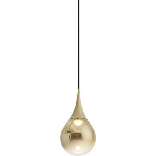 Paopao Pendant by Seed Design in champagne gold. Made from metal, mouth-glown glass, vacuum plating, aluminum in a modern style.