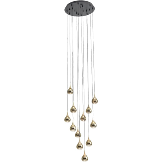 Paopao Pendant by Seed Design in champagne gold. Made from metal, mouth-glown glass, vacuum plating, aluminum in a modern style.
