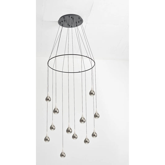 Paopao Pendant by Seed Design in chrome. Made from metal, mouth-glown glass, vacuum plating, aluminum in a modern style.