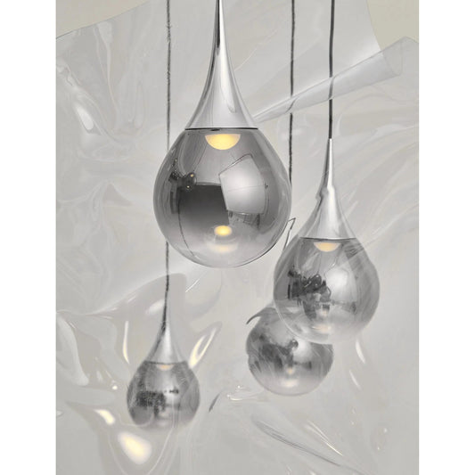 Paopao Pendant by Seed Design in chrome. Made from metal, mouth-glown glass, vacuum plating, aluminum in a modern style.