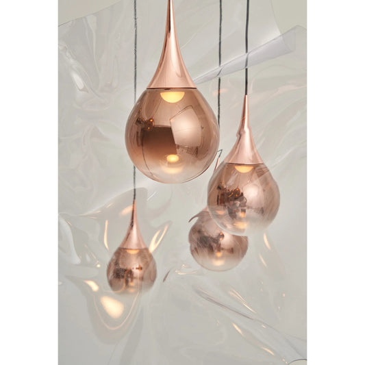 Paopao Pendant by Seed Design in copper. Made from metal, mouth-glown glass, vacuum plating, aluminum in a modern style.