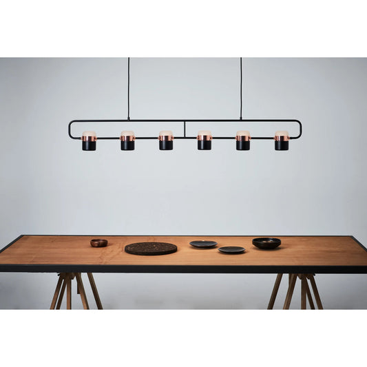 Ling Linear Pendant by Seed Design. Made from frosted glass, steel in a modern style.