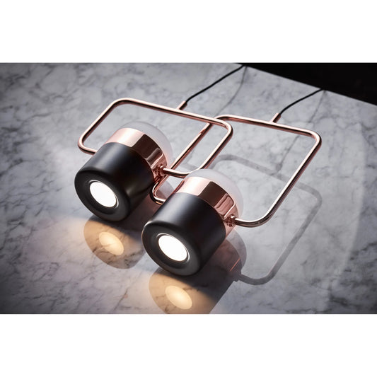 Ling Pendant by Seed Design in black, copper. Made from frosted glass, steel in a modern style.