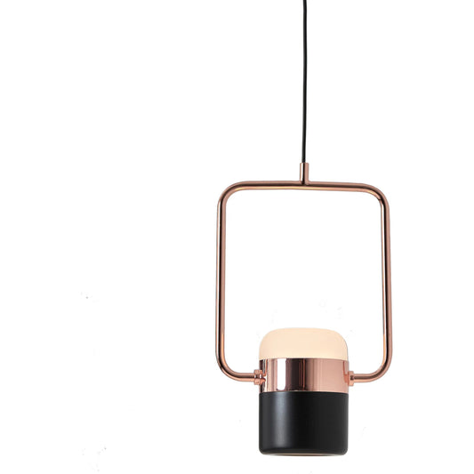 Ling Pendant by Seed Design in black, copper. Made from frosted glass, steel in a modern style.