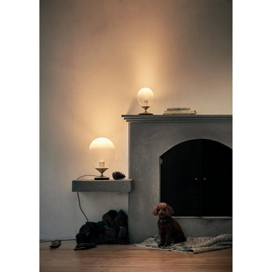 Mist Led Table by Seed Design in pearl cocoa. Made from glass, steel in a modern style.