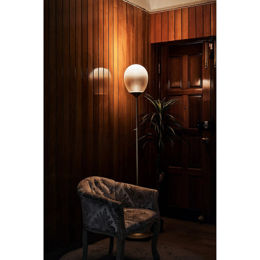 Mist Led Floor by Seed Design in pearl cocoa. Made from glass, steel in a modern style.