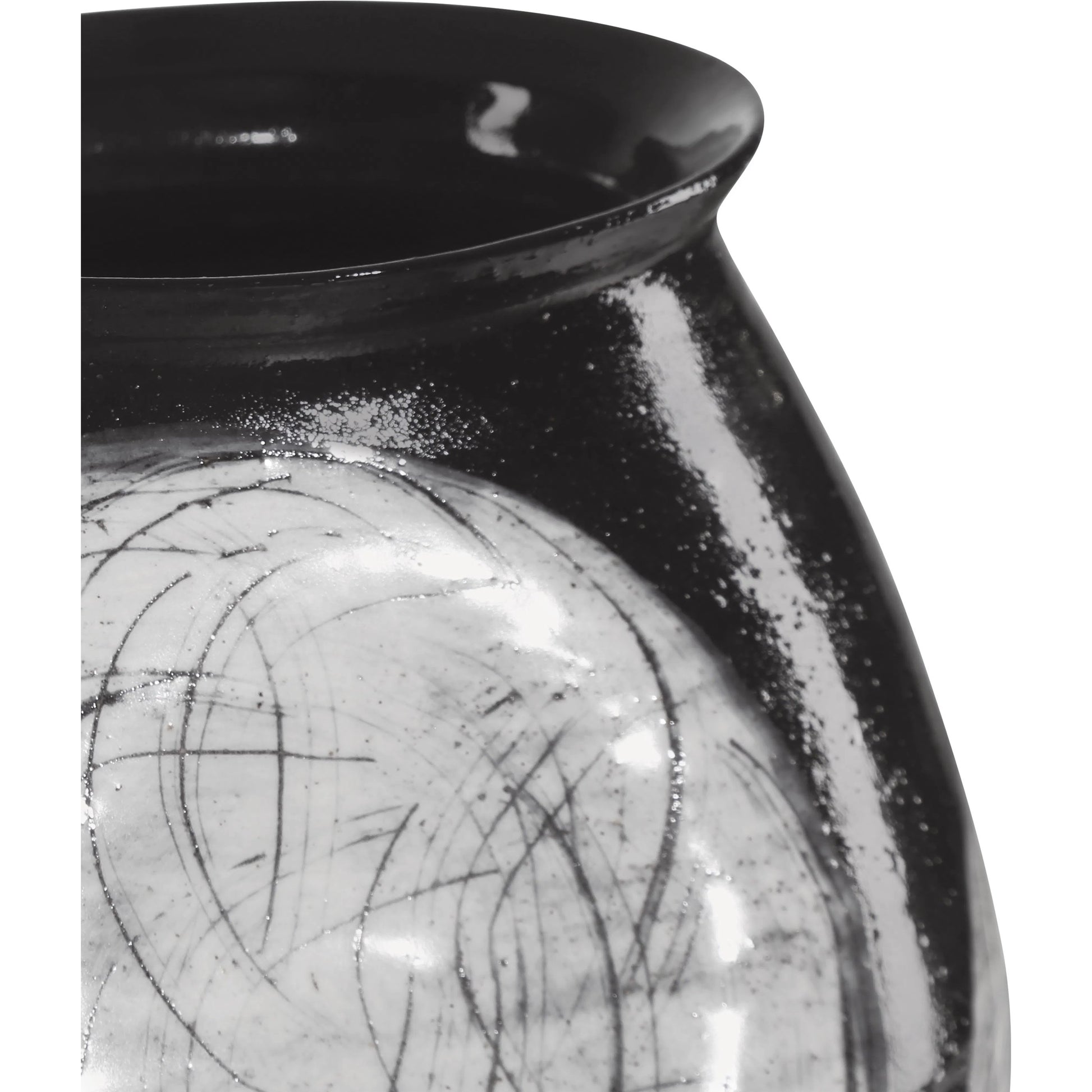 Nakamura Vase by Currey and Company in black, light gray. Made from porcelain in a modern style.