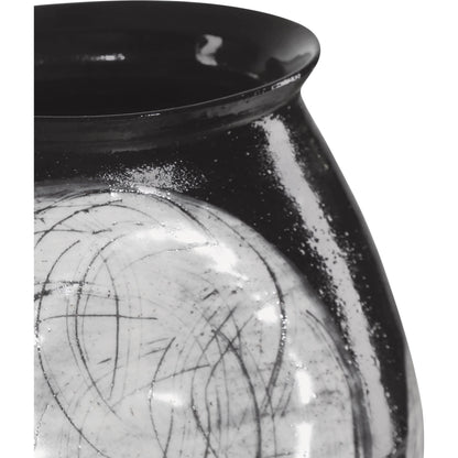 Nakamura Vase by Currey and Company in black, light gray. Made from porcelain in a modern style.