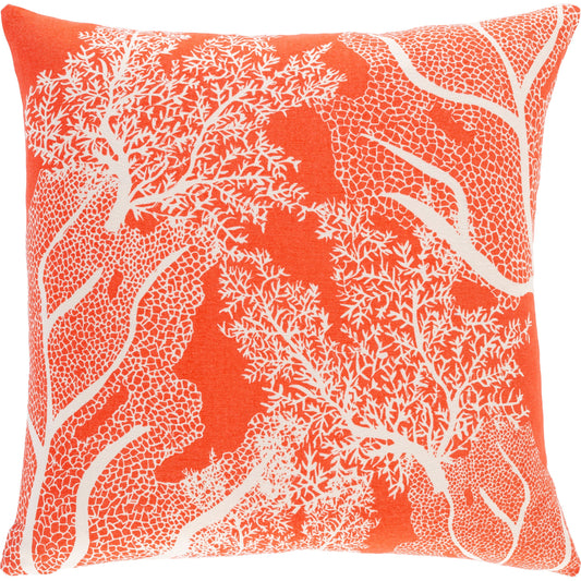 Sea Life Pillow - 25815 by Surya in coral, cream. Made from 100% cotton in a coastal style.