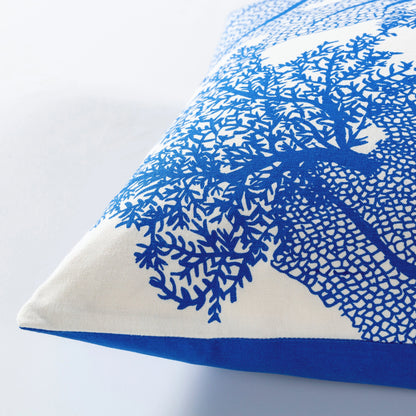 Sea Life Pillow - 22476 by Surya in white, dark blue. Made from 100% cotton in a coastal style.