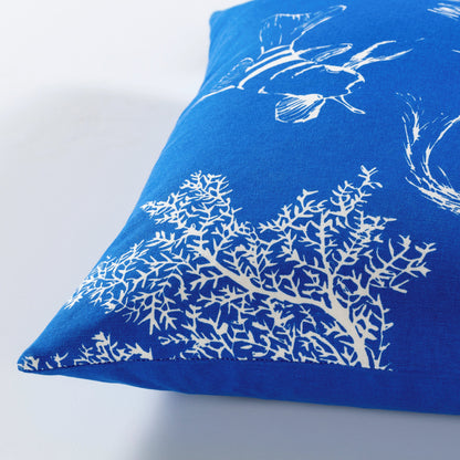 Sea Life Pillow - 12550 by Surya in dark blue, white. Made from 100% cotton in a coastal style.