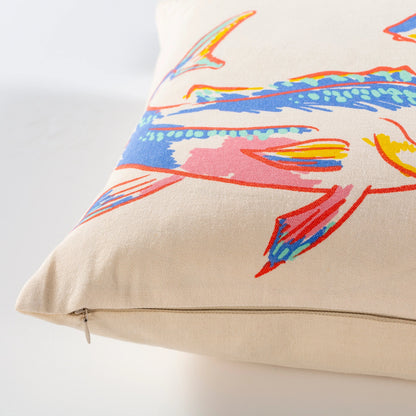 Sea Life Pillow - 32135 by Surya in cream, sky blue, pink, coral, seafoam, saffron. Made from 100% cotton in a coastal style.