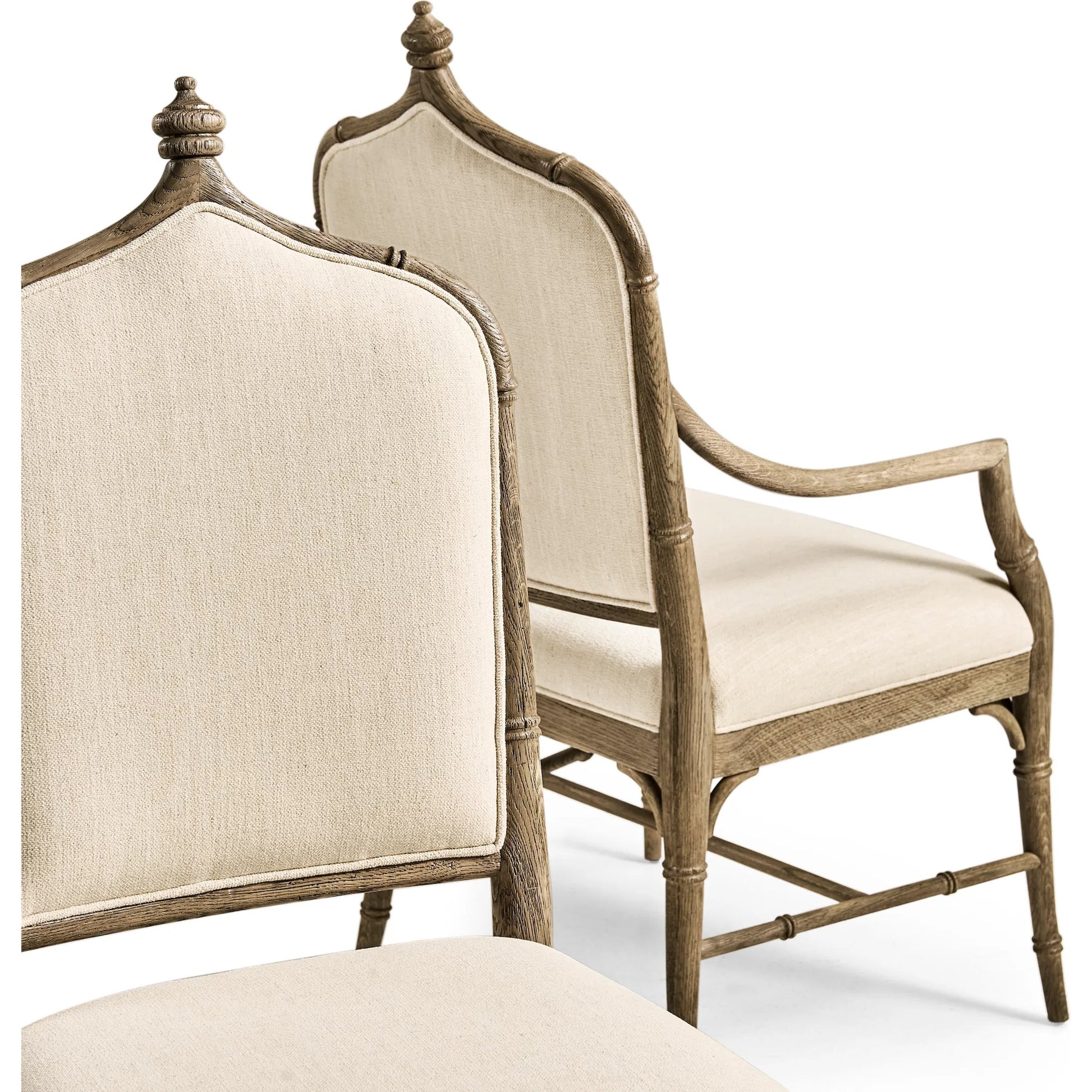 Baronial Dining Side Chair by Jonathan Charles in blue and blue faded oak. Made from oak, fabric in a traditional style.