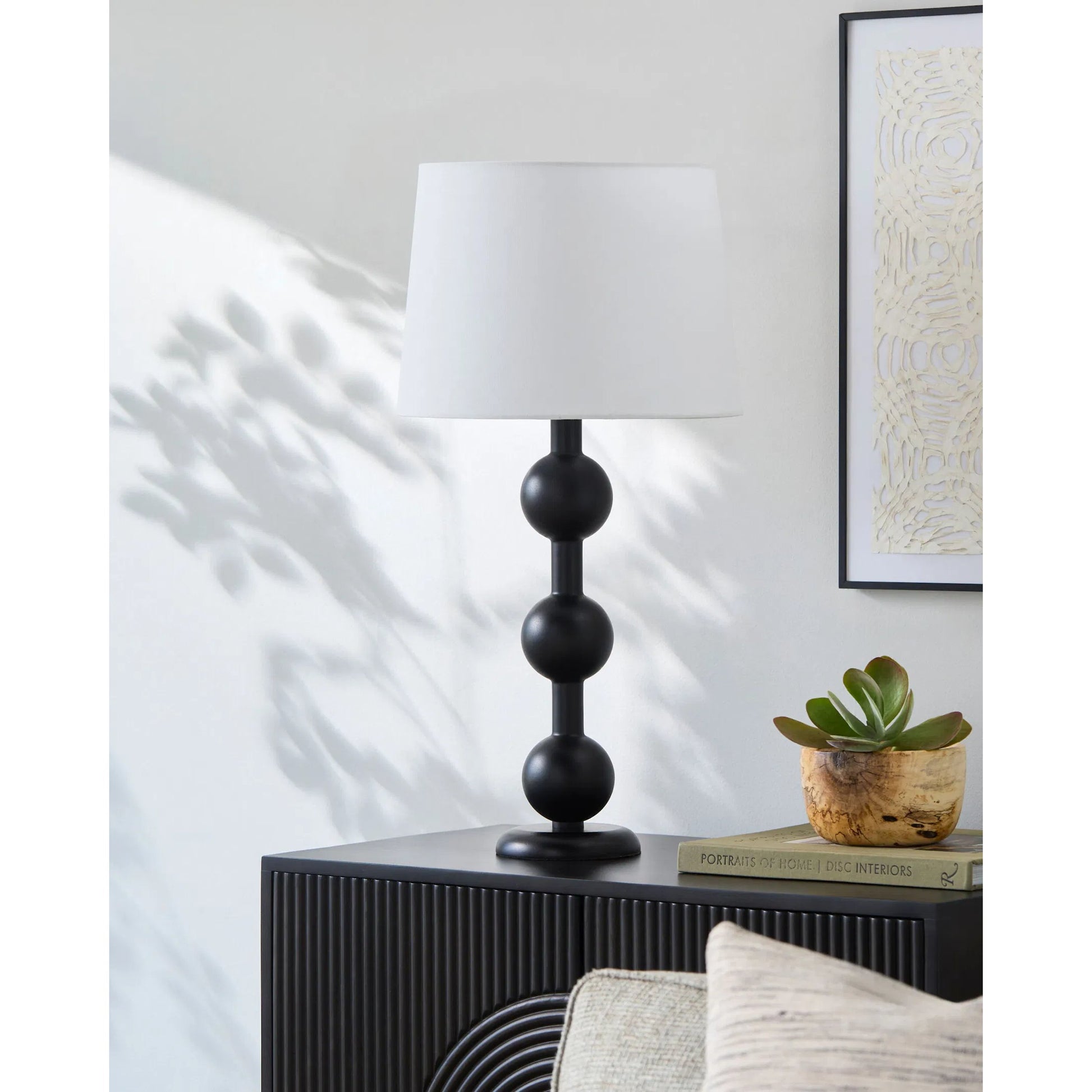 Saline Accent Table Lamp by Livabliss in painted. Made from rubber wood, linen, plastic in a modern style.