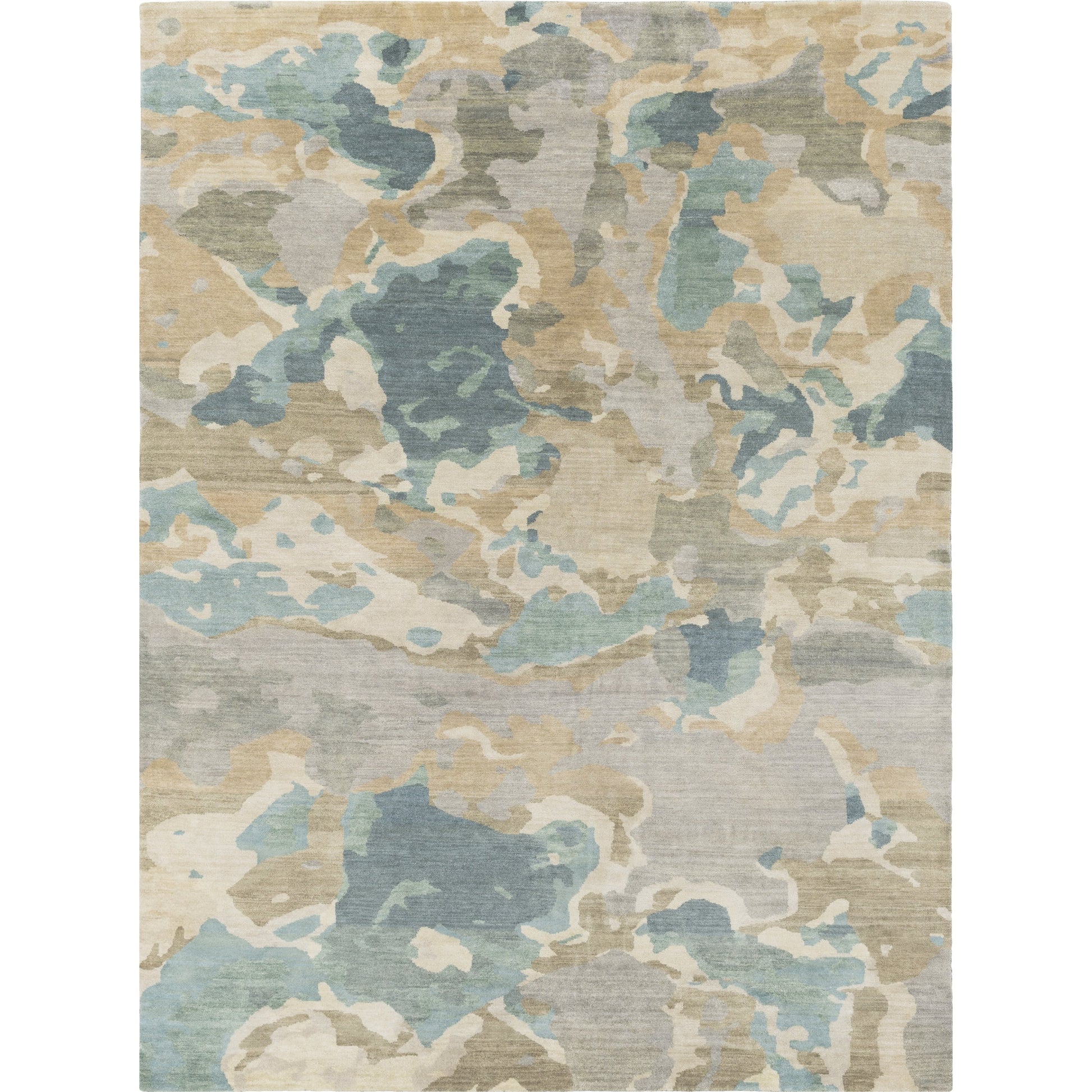 Slice of Nature SLI-6406 Rug by Surya in pale blue, wheat, ivory, medium green. Made from 90% wool, 10% viscose in a unique style.