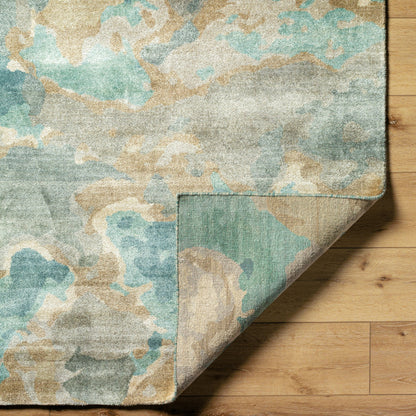Slice of Nature SLI-6406 Rug by Surya in pale blue, wheat, ivory, medium green. Made from 90% wool, 10% viscose in a unique style.