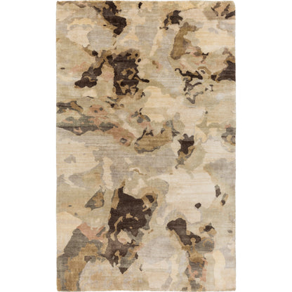 Slice of Nature SLI-6406 Rug by Surya in pale blue, wheat, ivory, medium green. Made from 90% wool, 10% viscose in a unique style.