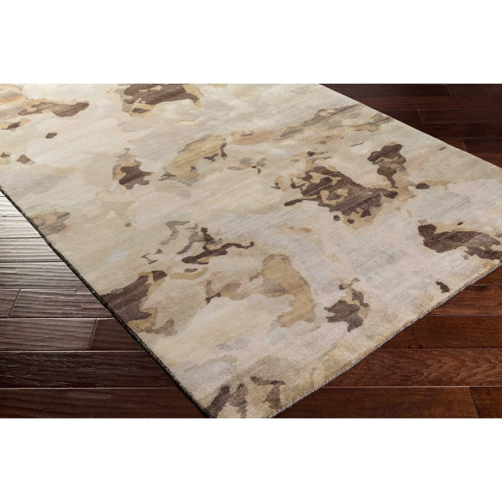 Slice of Nature SLI-6406 Rug by Surya in pale blue, wheat, ivory, medium green. Made from 90% wool, 10% viscose in a unique style.