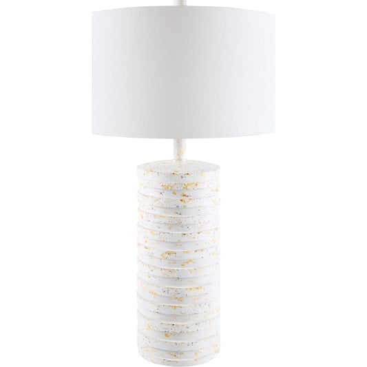 Sulak Accent Table Lamp by Surya in painted. Made from resin, linen, plastic in a unique style.