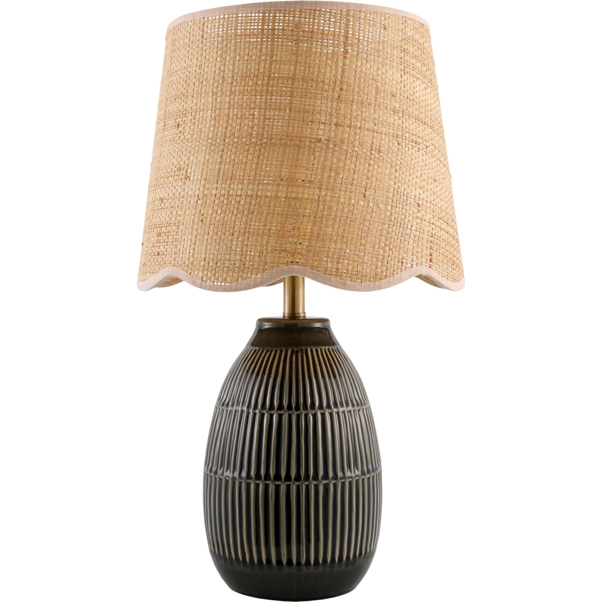 Soleny Accent Table Lamp by Livabliss in gloss, electroplated, high. Made from ceramic, jute, polyester, iron in a unique style.