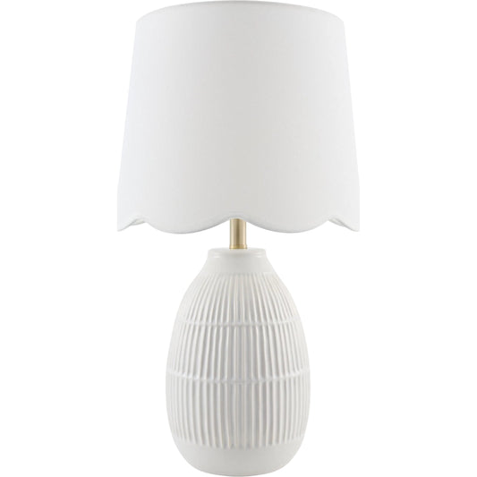 Soleny Accent Table Lamp by Livabliss in gloss, electroplated, high. Made from ceramic, linen, polyester, iron in a unique style.