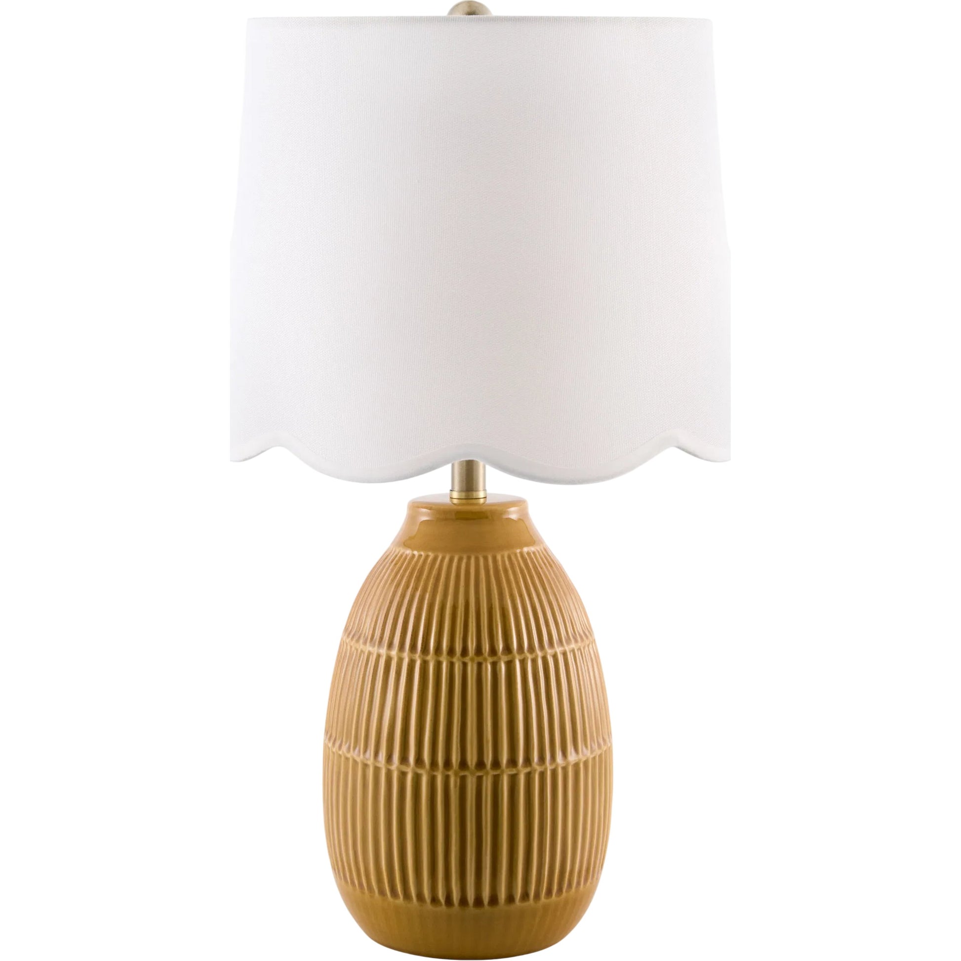 Soleny Accent Table Lamp by Livabliss in gloss, electroplated, high. Made from ceramic, linen, polyester, iron in a unique style.