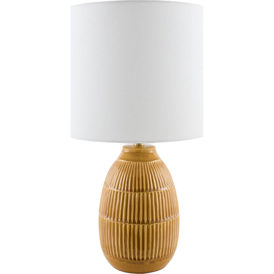 Soleny Accent Table Lamp by Livabliss in gloss, electroplated, high. Made from ceramic, linen, polyester, iron in a unique style.
