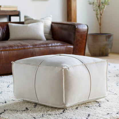 Solid Linen Pouf - 20564 by Livabliss. Made from front: 100% cotton, back: 100% cotton in a modern style.