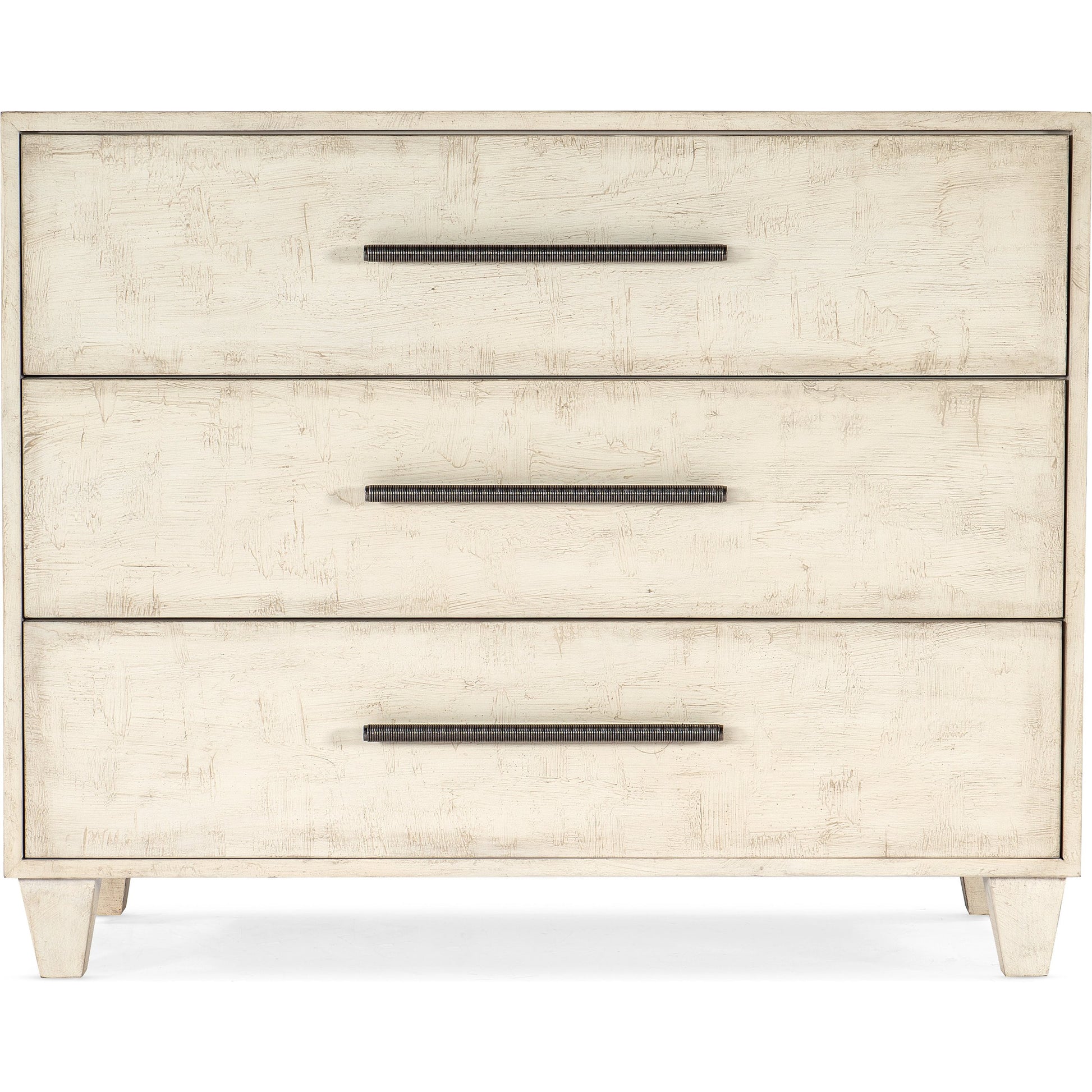 Melange Saffron Three Drawer Chest by Hooker Furniture in textured cream. Made from maple veneers in a modern style.