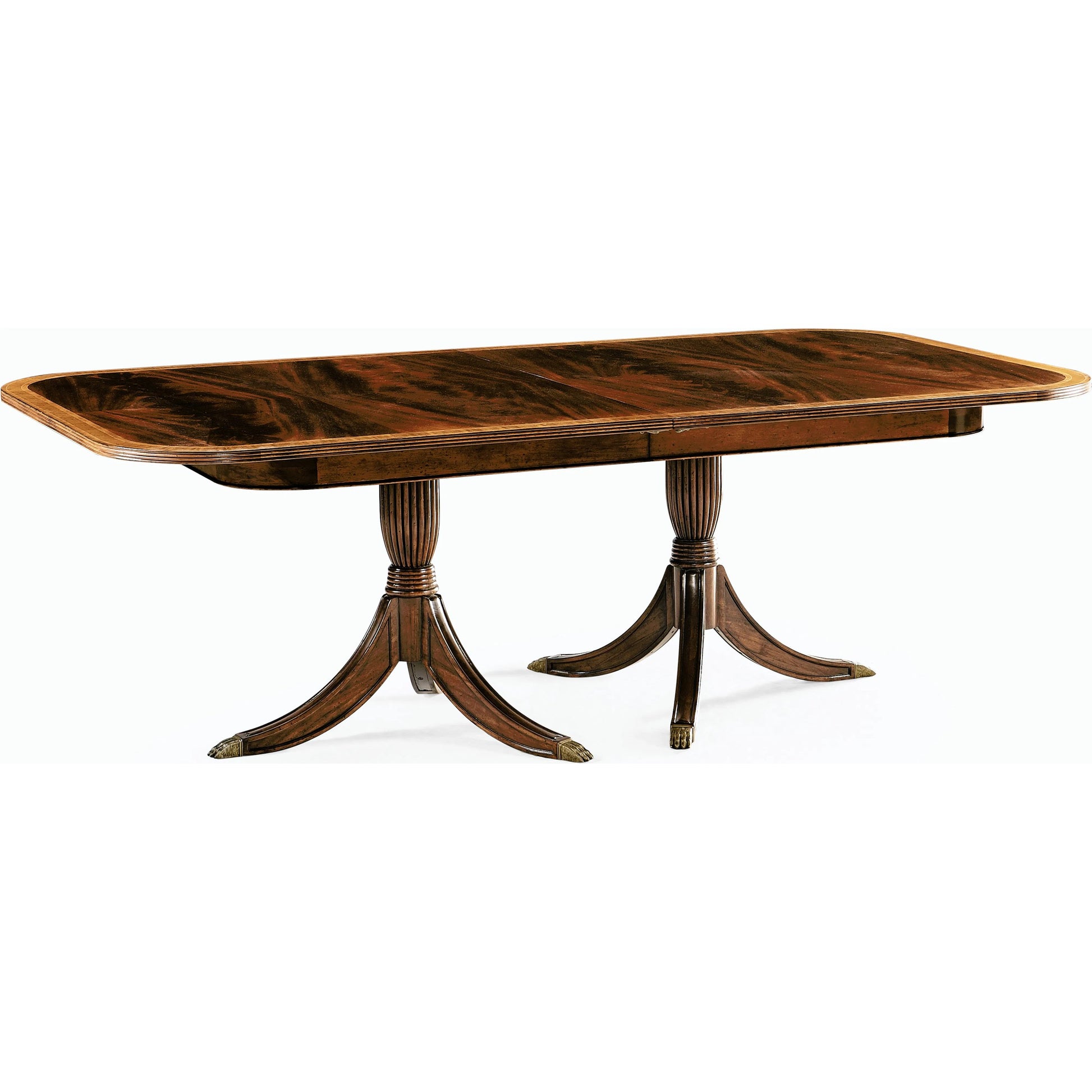 Windsor Regency Two-Leaf Mahogany Dining Table by Jonathan Charles in brown and medium antique mahogany. Made from acacia in a traditional style.