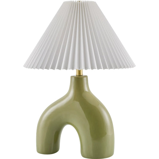 Solara Accent Table Lamp by Livabliss in plated, glazed. Made from ceramic, polyester, iron in a unique style.