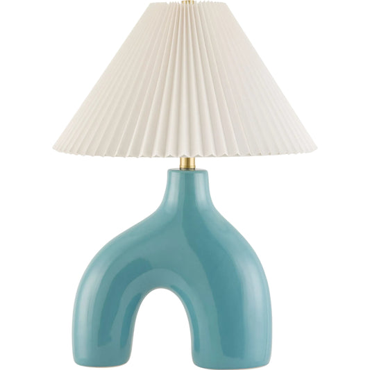 Solara Accent Table Lamp by Livabliss in plated, glazed. Made from ceramic, polyester, iron in a unique style.