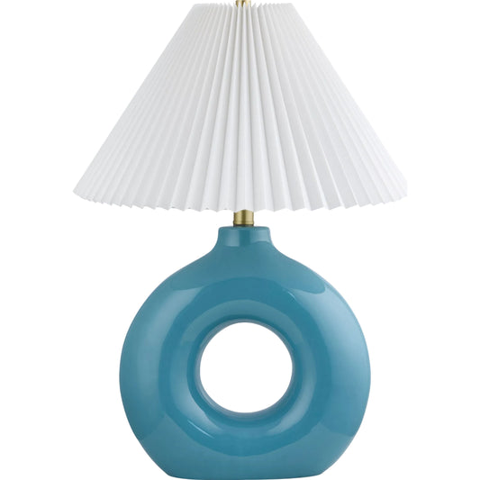 Solara Accent Table Lamp by Livabliss in plated, glazed. Made from ceramic, polyester, iron in a unique style.