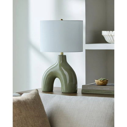 Solara Accent Lamp by Livabliss. Made from ceramic, cotton, iron in a modern style.